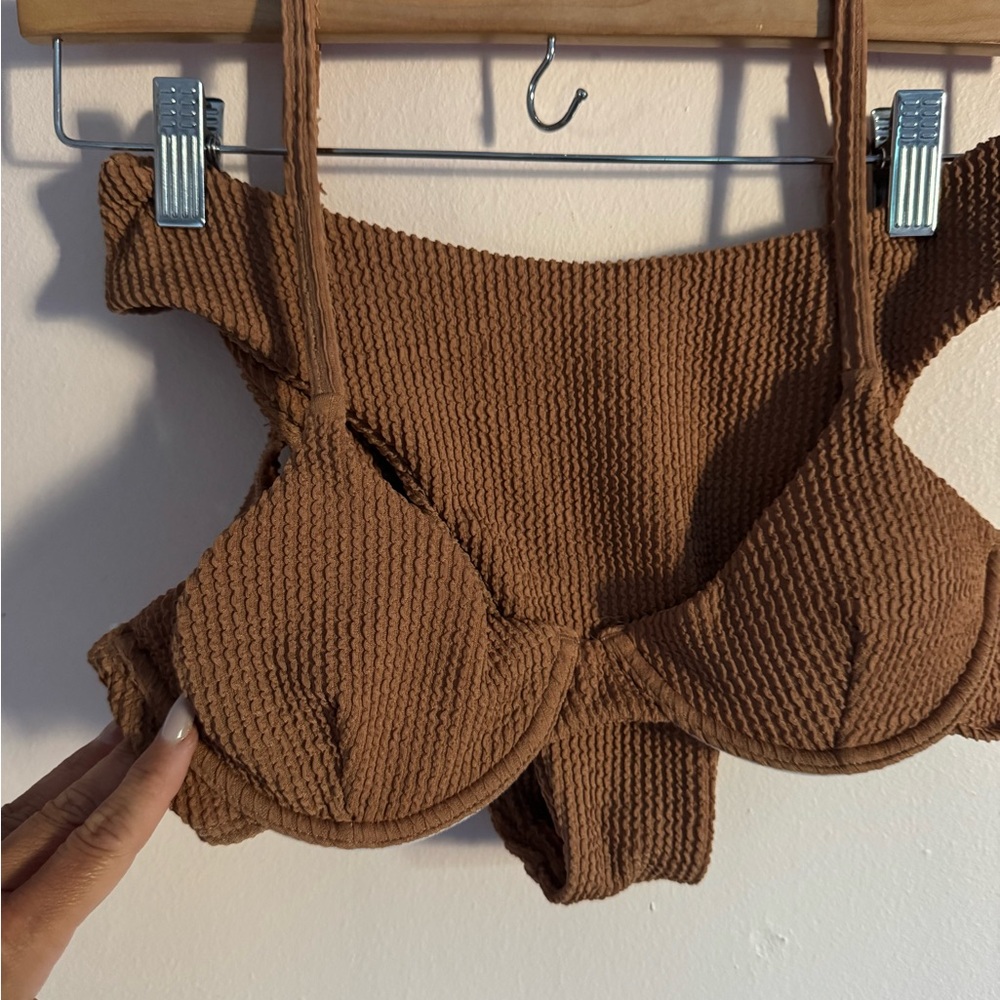 SHEIN Brown Ribbed Bikini Set - Picture 2 of 4